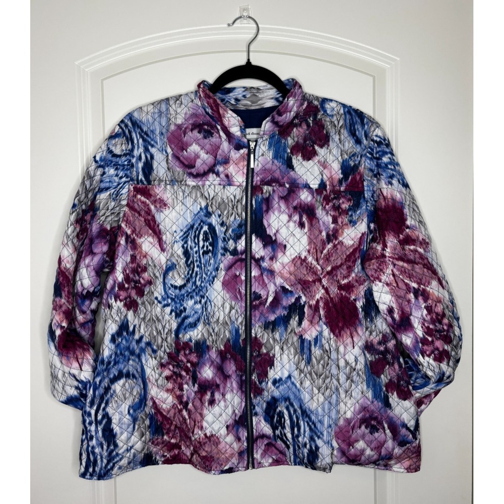 Alfred Dunner Jacket Women's Multicolor Floral Quilted Lightweight Jacket Sz 16P